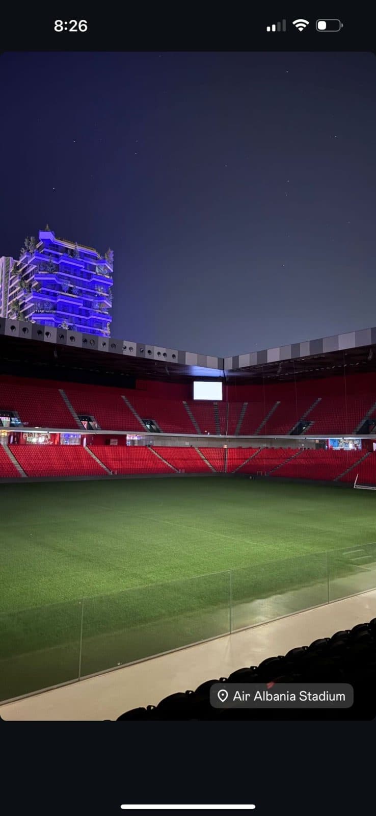 Guest photo of the pitch at night