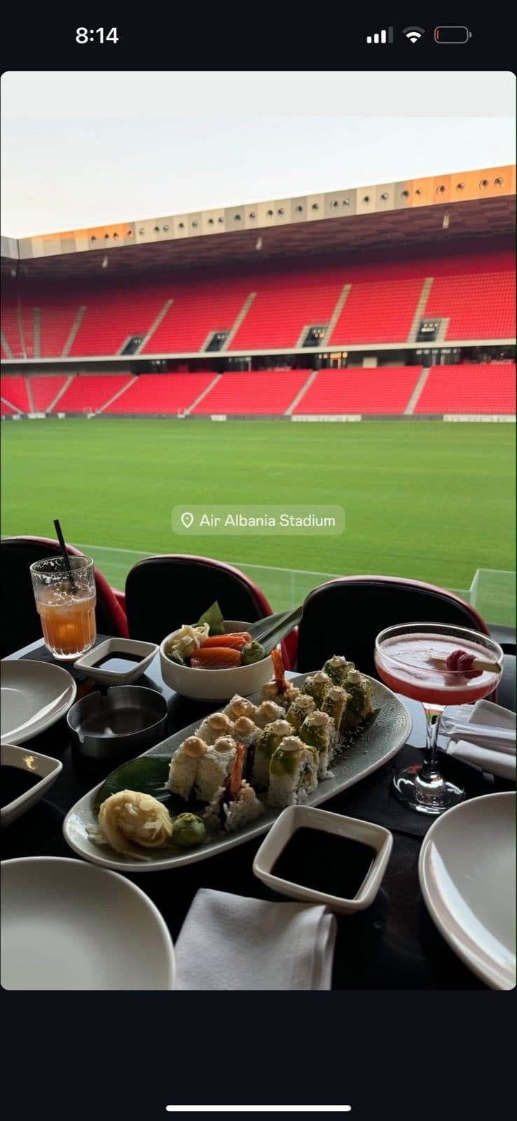 Guest photo of a sushi platter with the pitch behind