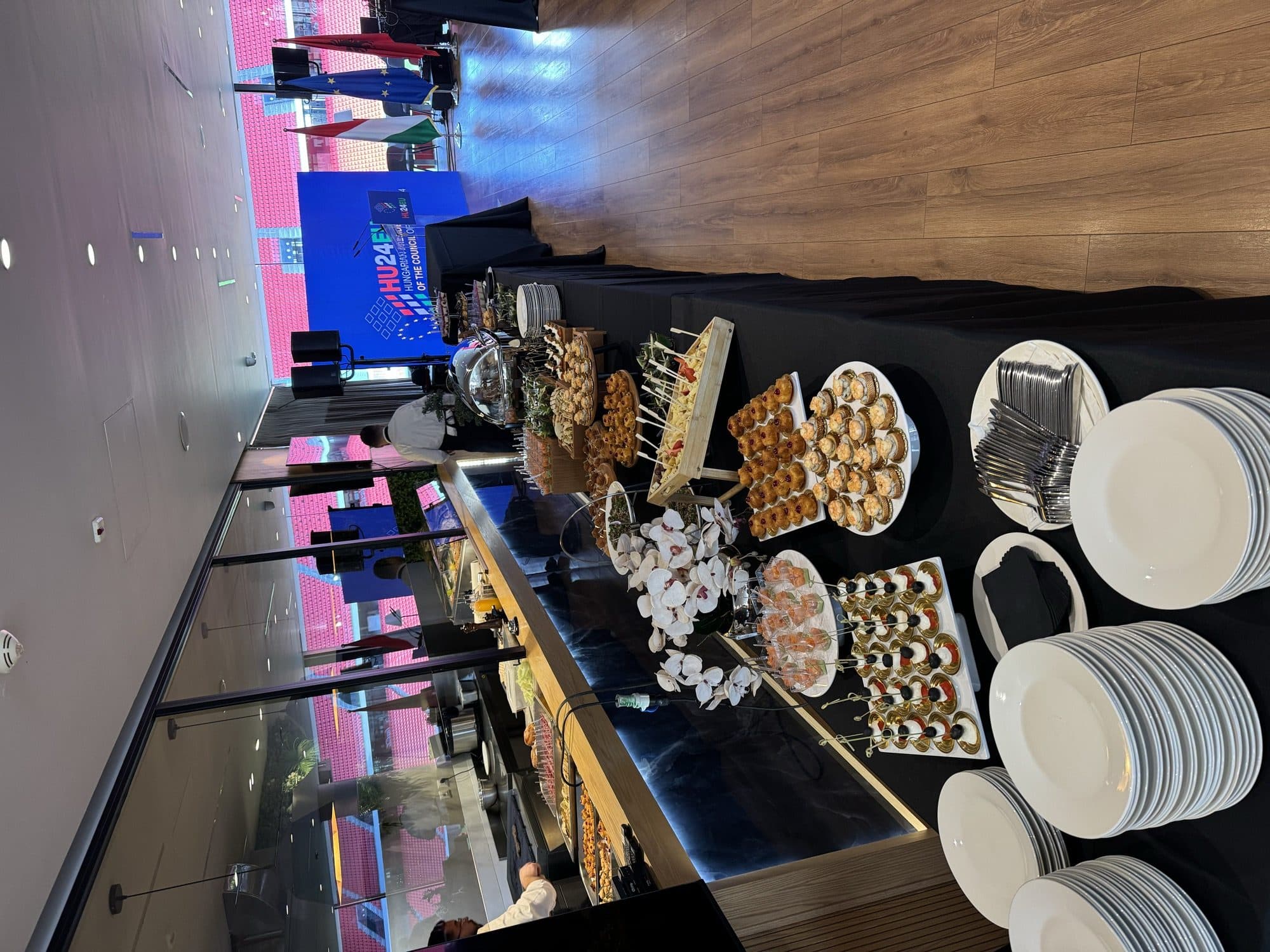 A buffet spread laid out for a private event in the restaurant